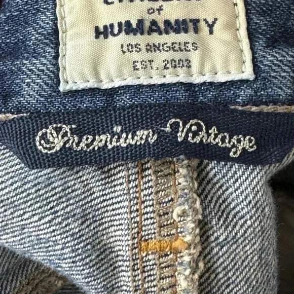 Citizens of Humanity Size 23 Denim Mini Skirt CH Premium VIntage Distressed Raw - Picture 3 of 11